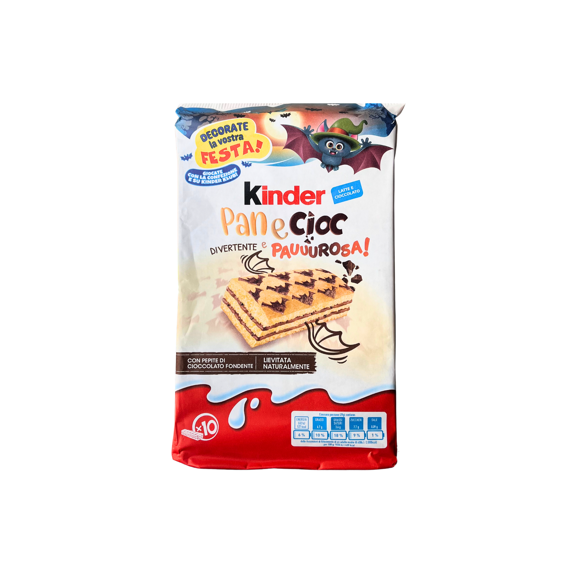 KINDER Panecioc – 10 merendine soffici al cioccolato, confezione su sfondo neutro – Essenza Pisterzi