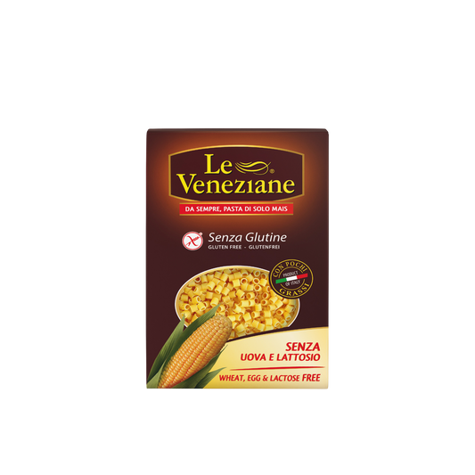 Confezione da 250g di Ditalini Le Veneziane – pasta senza glutine di mais, ideale per minestre e zuppe