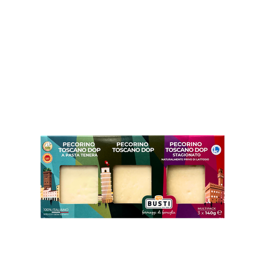 Multipack Pecorino Toscano DOP BUSTI 3x140g – confezione fronte