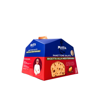 Panettone salato alla Mediterranea MOTTA servito su tavola gourmet