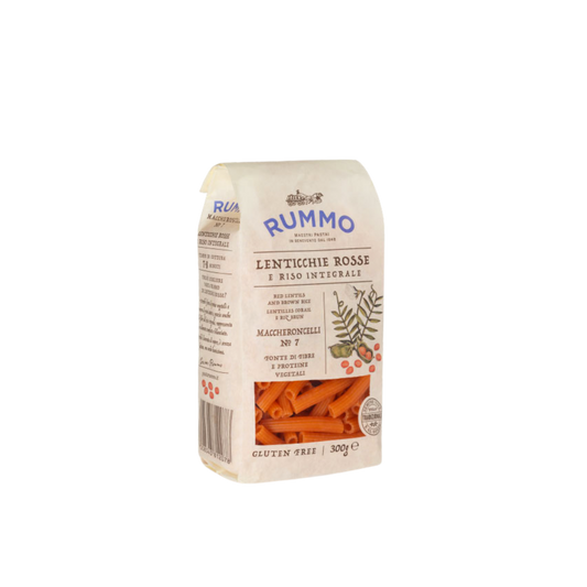 Confezione da 300g di Maccheroncelli Rummo di Lenticchie Rosse e Riso Integrale – pasta senza glutine

