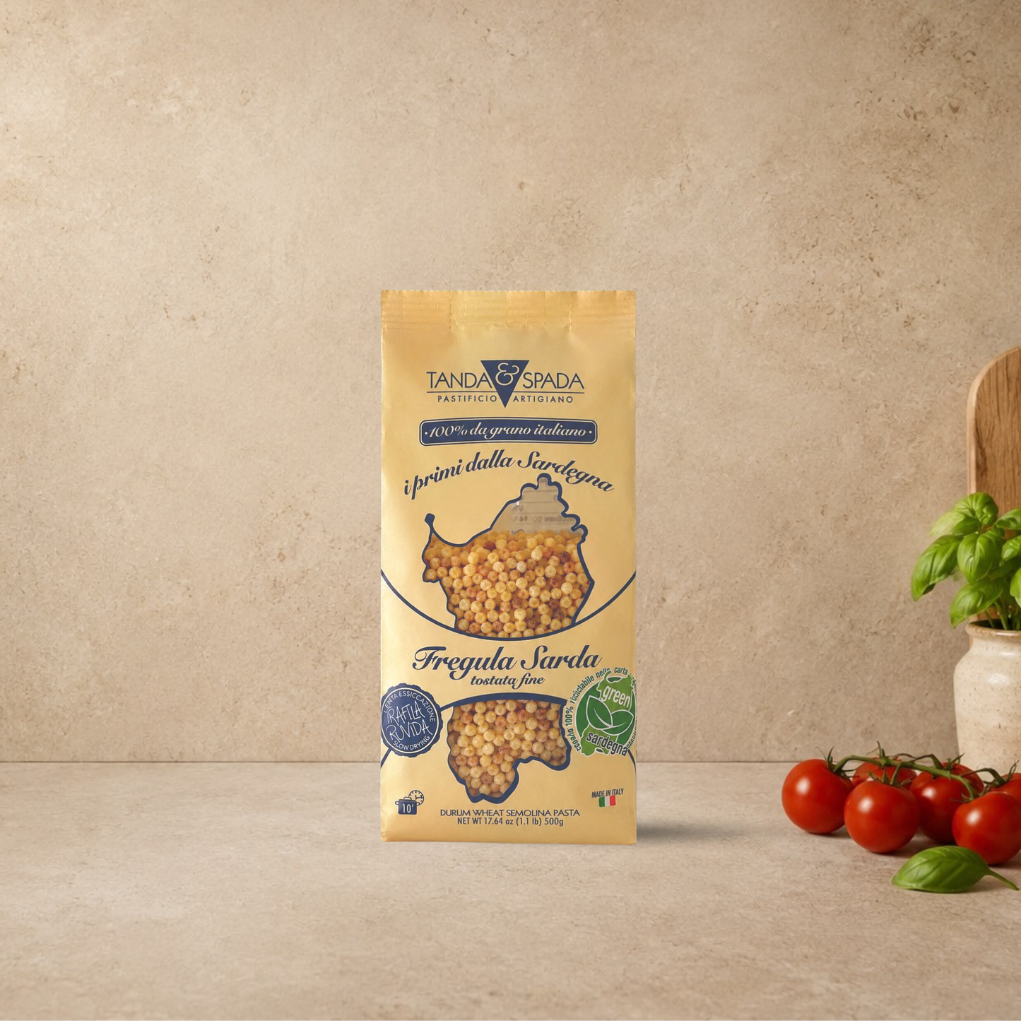 TANDA & SPADA Fregula Sarda Tostata Fine 500g | Sardinian Pasta