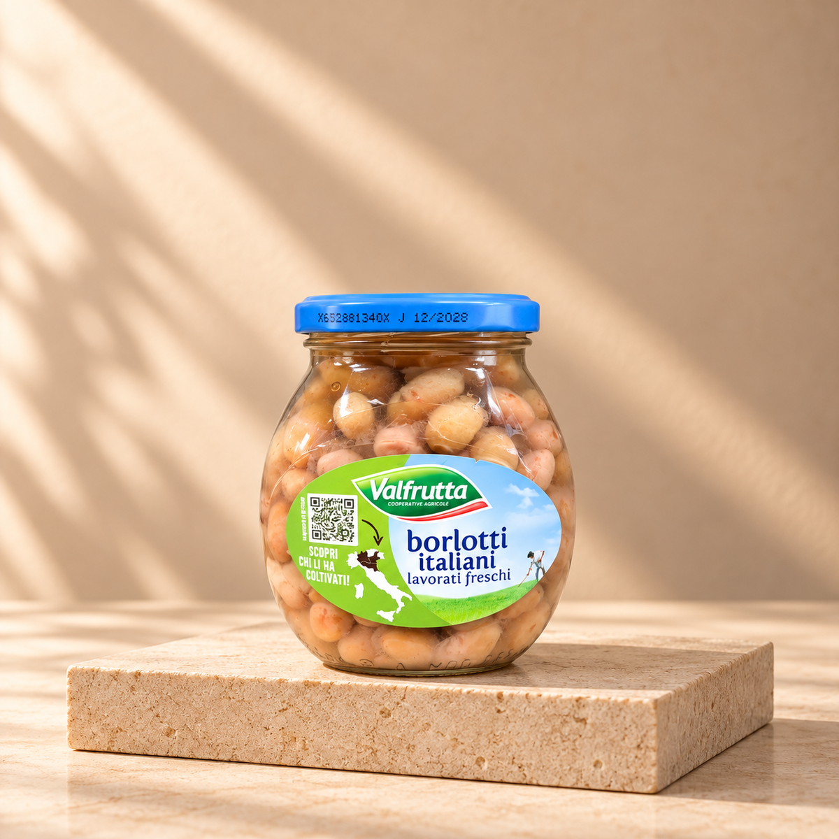 VALFRUTTA Fagioli Borlotti Italiani 360g già cotti per pasta e fagioli, zuppe e ricette tradizionali
