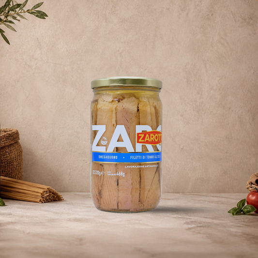 ZAROTTI Tuna Fillets in Olive Oil 720g | Premium Italian Mediterranean Tuna