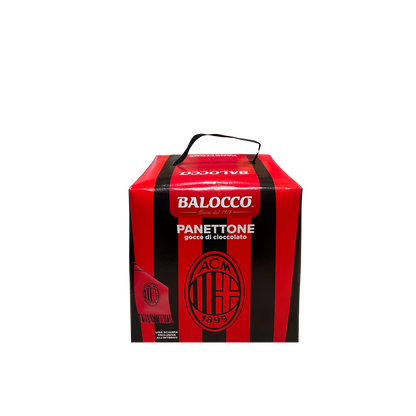 BALOCCO Panettone Milan con Gocce di Cioccolato e Sciarpa - dolce natalizio italiano rossonero
