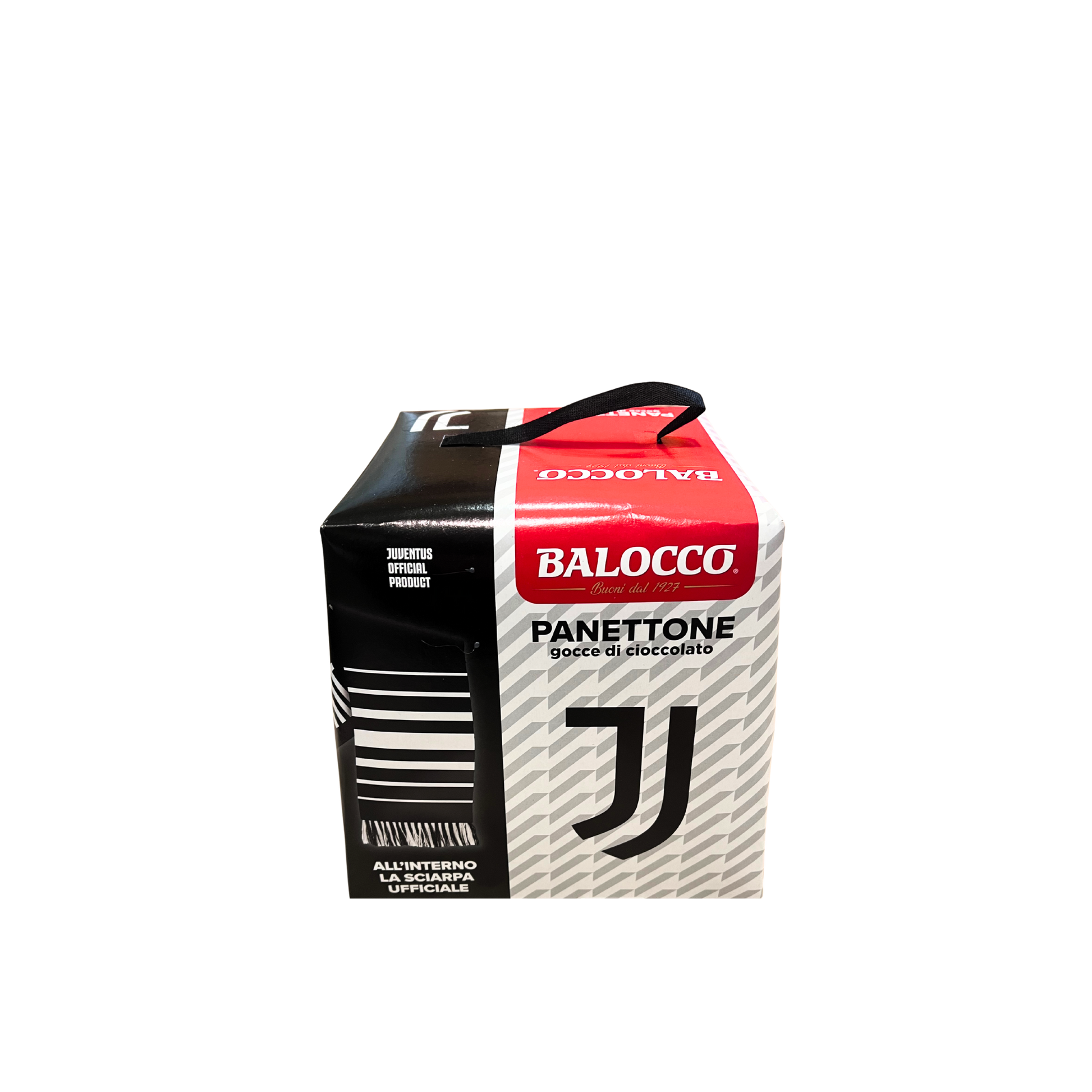 BALOCCO Panettone Juventus con Gocce di Cioccolato e Sciarpa - dolce natalizio italiano per tifosi
