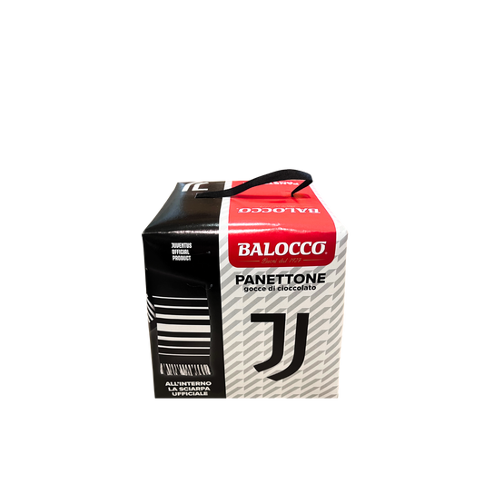 BALOCCO Panettone Juventus con Gocce di Cioccolato e Sciarpa - dolce natalizio italiano per tifosi
