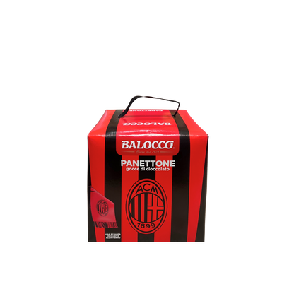 BALOCCO Panettone Milan con Gocce di Cioccolato e Sciarpa - dolce natalizio italiano rossonero

