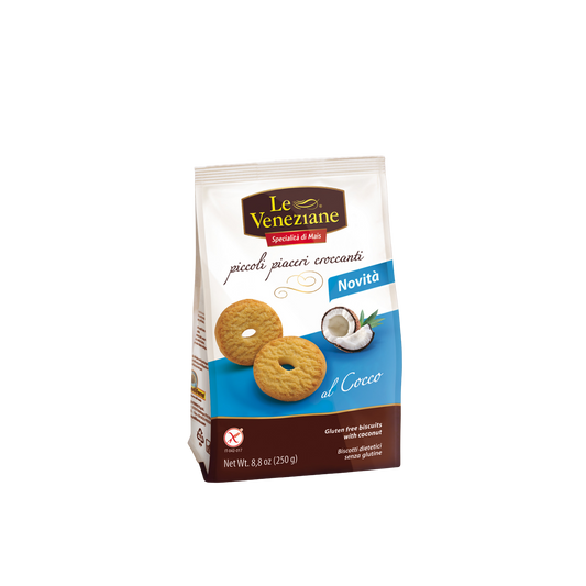 Biscotti Croccanti al Cocco senza glutine Le Veneziane 250g - Dolce italiano gluten free - Essenza Pisterzi