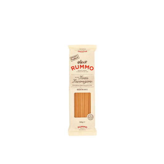Confezione da 500g di Bucatini Rummo – pasta tradizionale per Amatriciana, trafilata al bronzo

