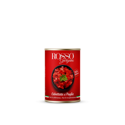 Cubettata di pomodoro Rosso Gargano da 400g – pomodori di Puglia tagliati a cubetti
