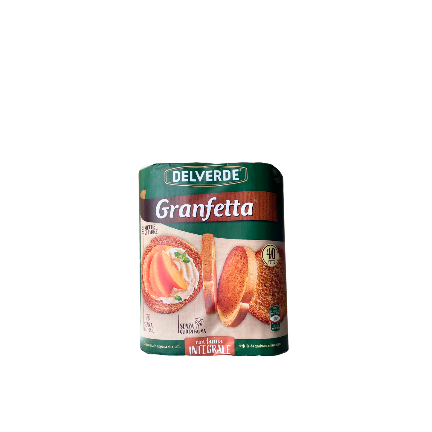 DELVERDE Fette Biscottate Integrali 40 Fette – fette croccanti integrali per colazione su sfondo neutro – Essenza Pisterzi