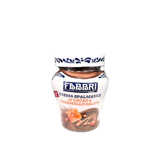 Vasetto di crema spalmabile Fabbri al caramello salato da 200g – disponibile su Essenza Pisterzi
