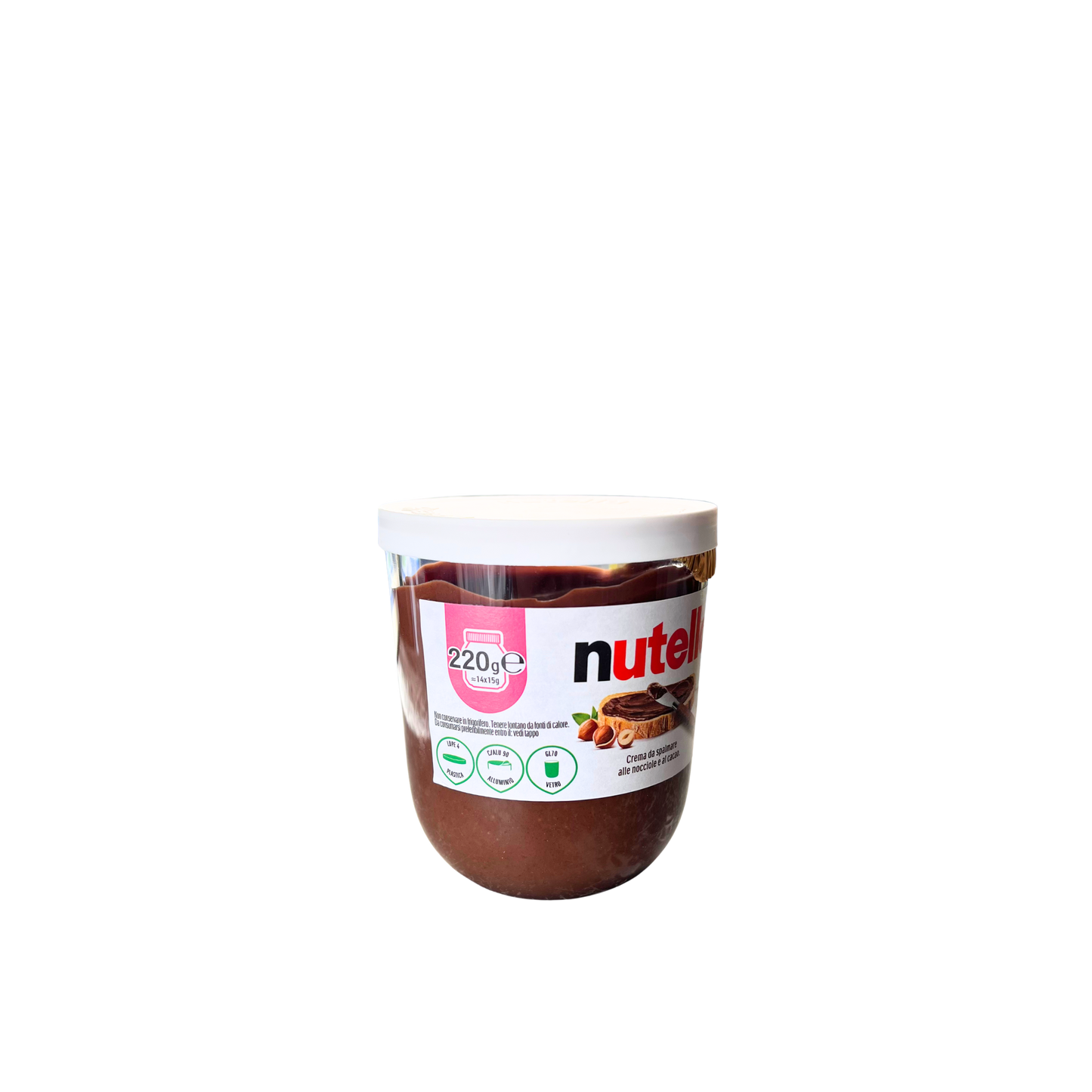 FERRERO Nutella 220g con bicchiere riutilizzabile – barattolo originale di crema alle nocciole e cacao italiana – Essenza Pisterzi