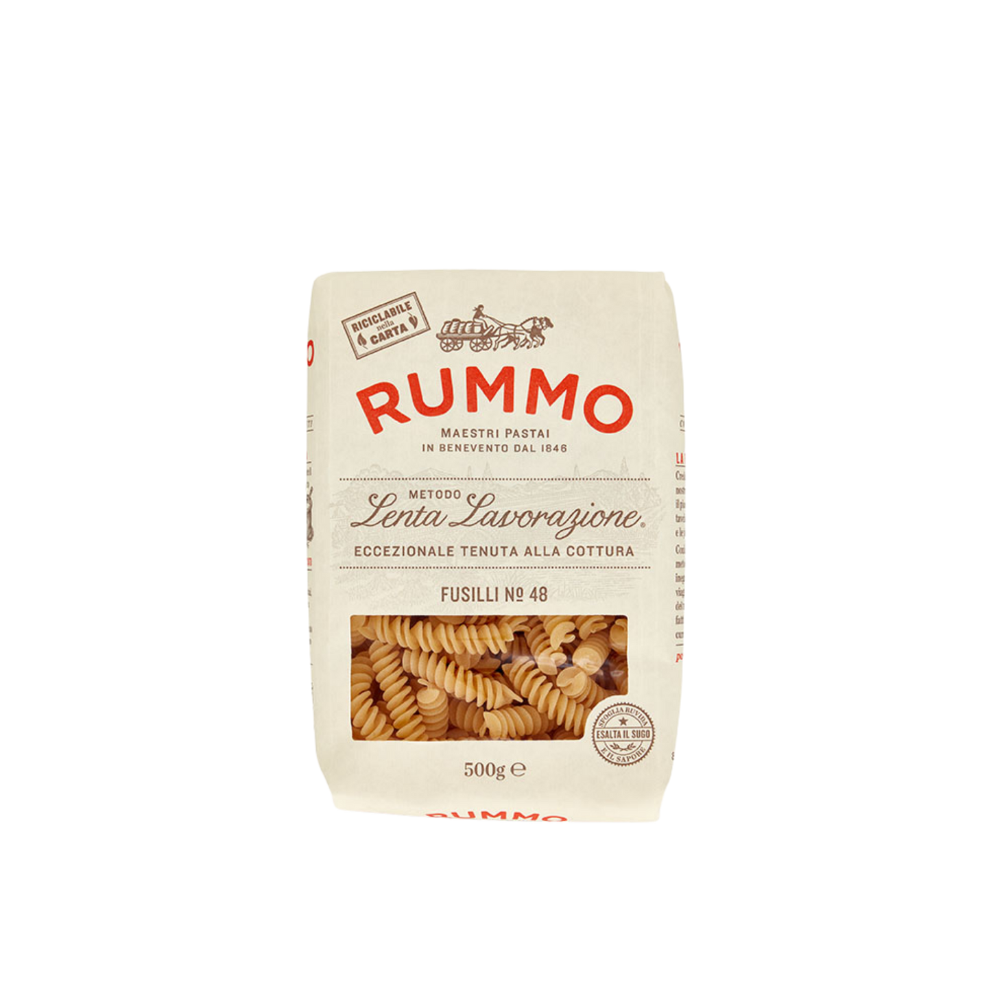 Confezione da 500g di Fusilli Rummo – pasta corta artigianale trafilata al bronzo

