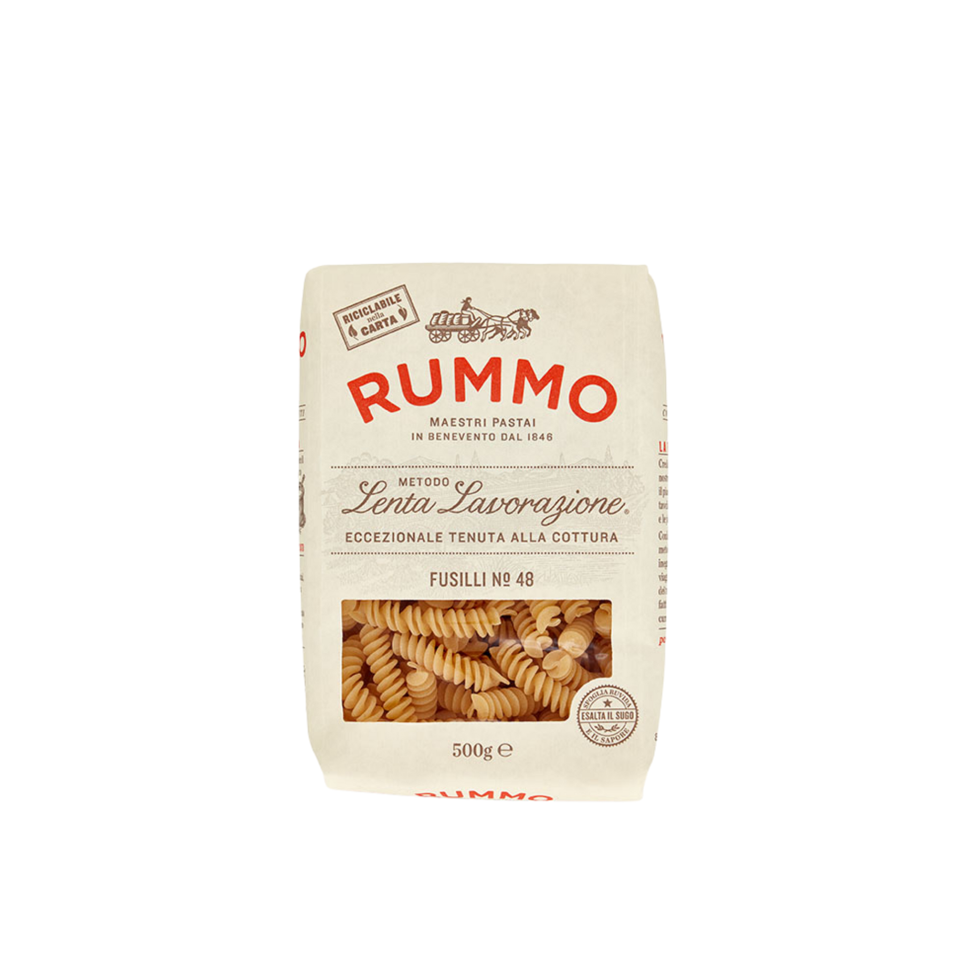 Confezione da 500g di Fusilli Rummo – pasta corta artigianale trafilata al bronzo
