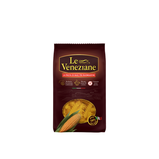 Confezione da 250g di Eliche Le Veneziane – pasta corta senza glutine di mais per sughi e piatti tradizionali