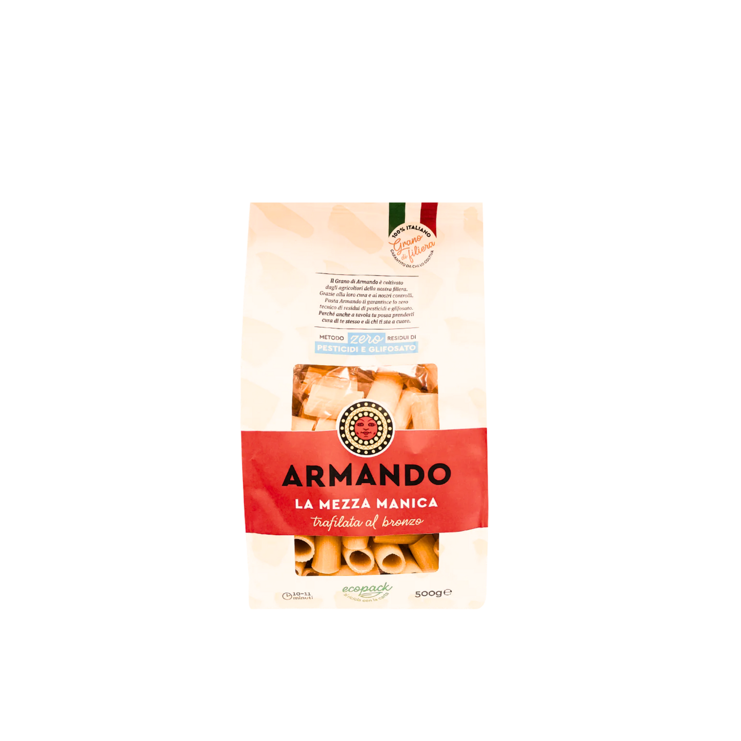 Mezze Maniche Armando trafilate al bronzo, grano 100% italiano, 500g – pasta artigianale di alta qualità su Essenza Pisterzi