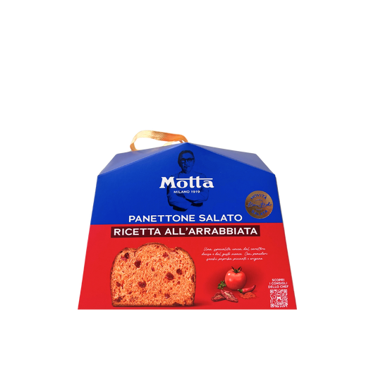 “Panettone salato MOTTA all’Arrabbiata servito su tavola natalizia”
