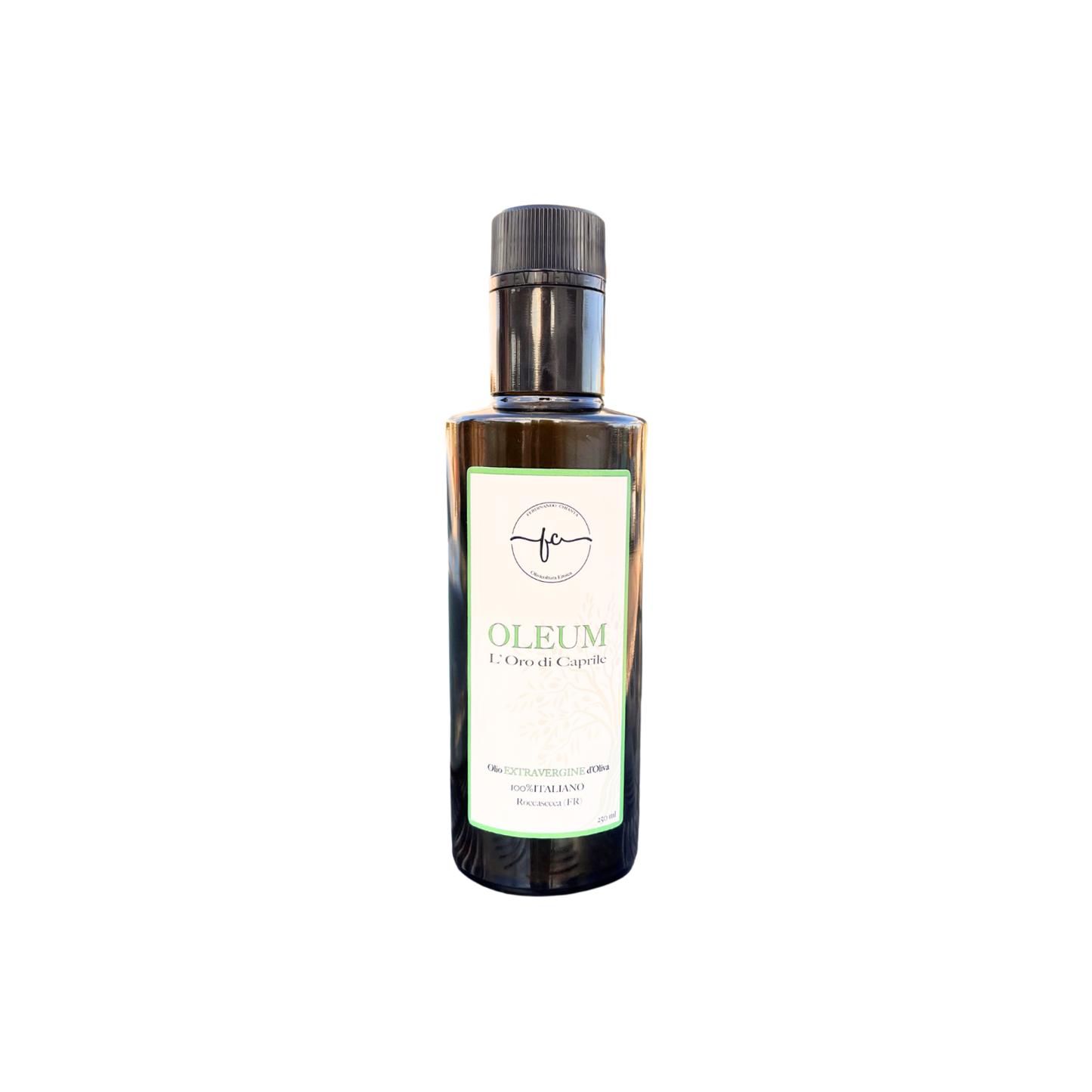 Bottiglia di OLEUM – Olio Extra Vergine di Oliva 100% italiano da Roccasecca, 250ml
