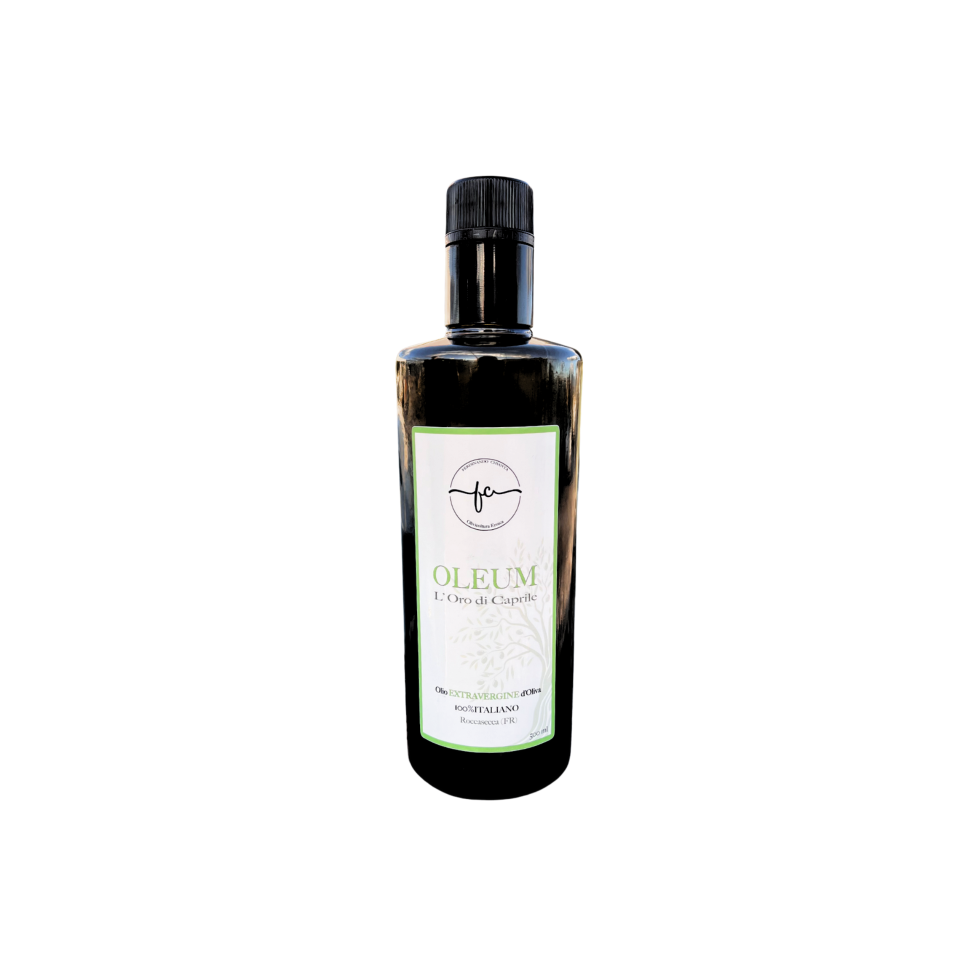 OLEUM – Bottiglia da 500ml di Olio Extra Vergine di Oliva artigianale italiano da Roccasecca, selezionato da Essenza Pisterzi