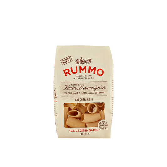 Confezione da 500 g di Paccheri Lisci Rummo – pasta corta liscia trafilata al bronzo
