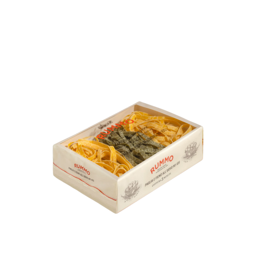 Confezione da 250g di pasta Rummo Paglia e Fieno all’uovo – disponibile su Essenza Pisterzi
