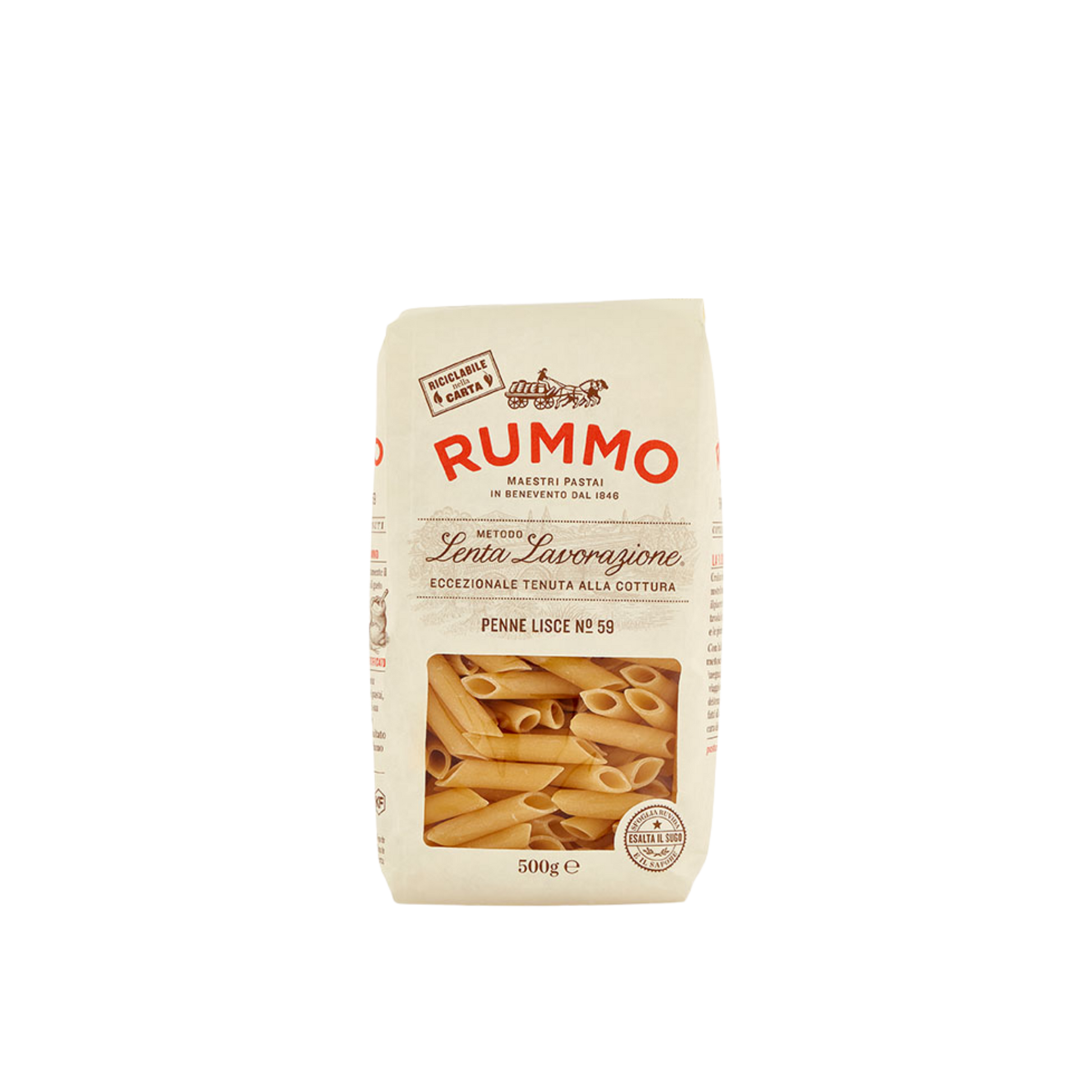Confezione da 500g di Penne Lisce Rummo – pasta liscia artigianale esclusiva
