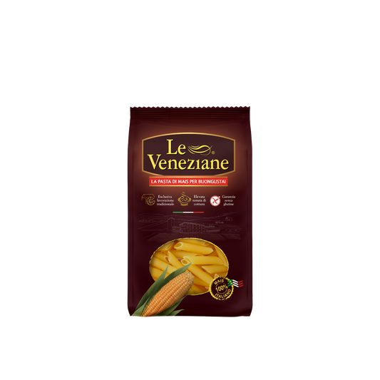 Penne Rigate senza glutine Le Veneziane 250g - Pasta di mais italiana autentica - Essenza Pisterzi
