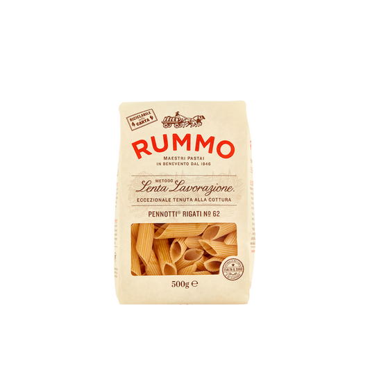 Confezione da 500g di Pennotti Rigati Rummo – pasta corta trafilata al bronzo
