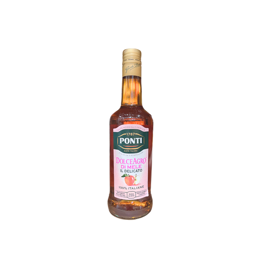 PONTI Aceto DolceAgro di Mele 500ml - Bottiglia di aceto di mele delicato e aromatico
