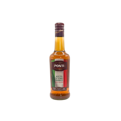 Bottiglia da 500 ml di Ponti Aceto di Vino Bianco 100% Italiano, condimento versatile in vendita su ESSENZA PISTERZI.