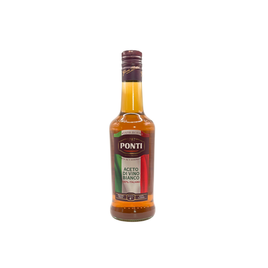Bottiglia da 500 ml di Ponti Aceto di Vino Bianco 100% Italiano, condimento versatile in vendita su ESSENZA PISTERZI.