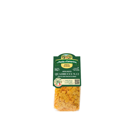 Confezione da 250 g di Quadrucci all’Uovo La Pasta di Camerino – pasta per minestre all’uovo
