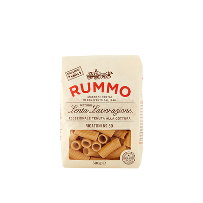 Confezione da 500g di Rigatoni Rummo – pasta corta rigata trafilata al bronzo
