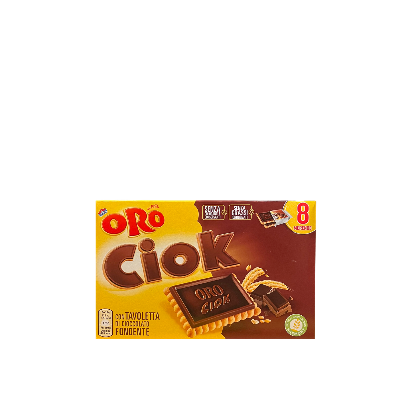 SAIWA OroCiok con Cioccolato Fondente 10 pezzi – biscotti friabili ricoperti da cioccolato fondente, confezione su sfondo neutro – Essenza Pisterzi