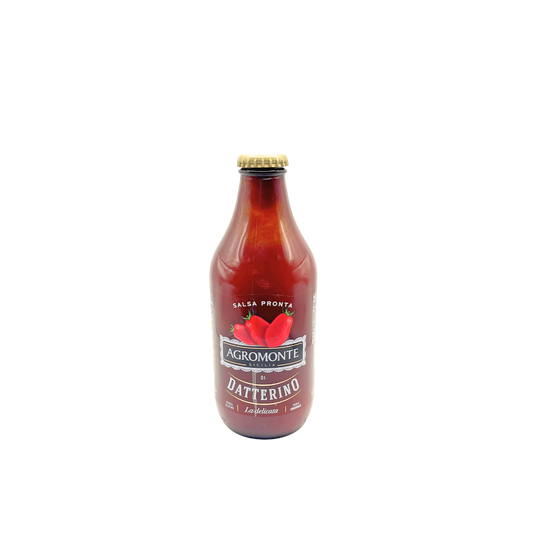 Vasetto da 330 g di Salsa Pronta di Datterino Agromonte, salsa artigianale siciliana dolce e profumata in vendita su ESSENZA PISTERZI.