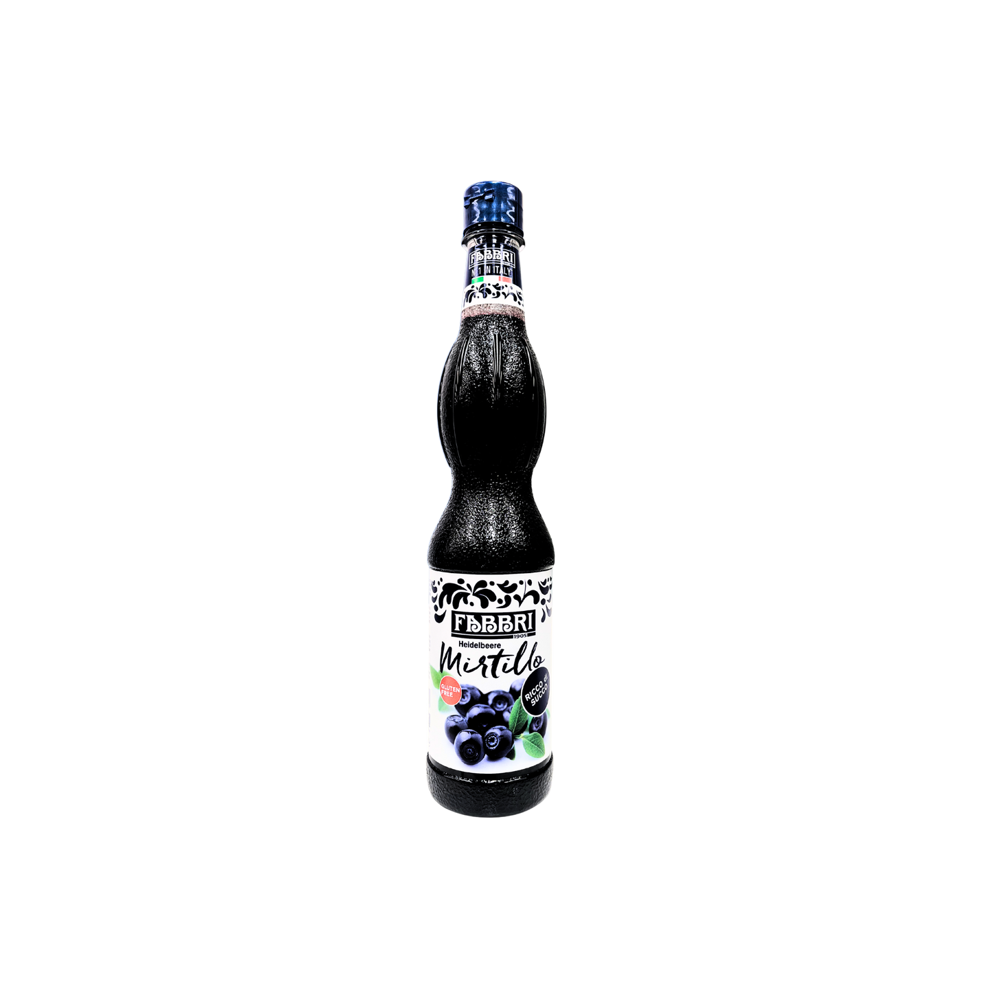 Bottiglia di sciroppo Fabbri al mirtillo da 560ml – disponibile su Essenza Pisterzi
