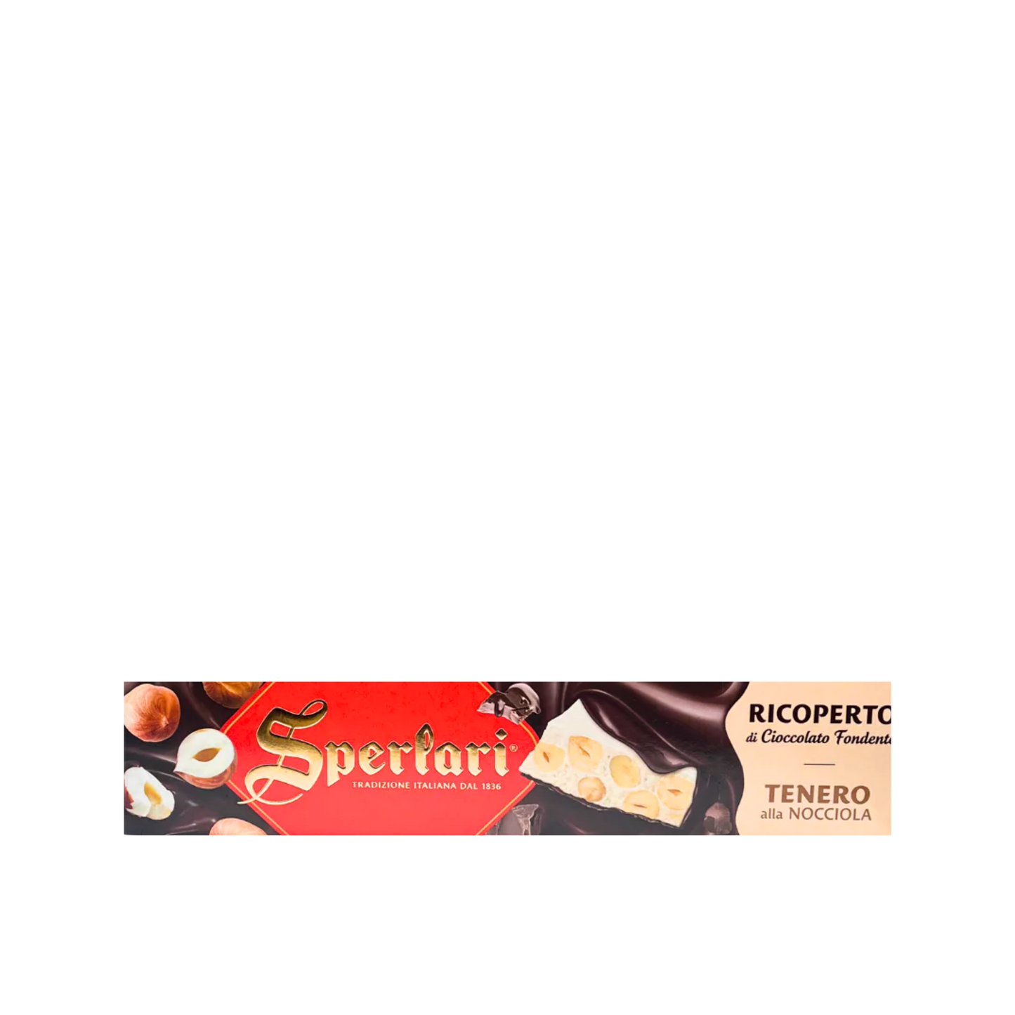 SPERLARI Torrone tenero alla nocciola ricoperto di cioccolato fondente 200g – confezione classica – Essenza Pisterzi