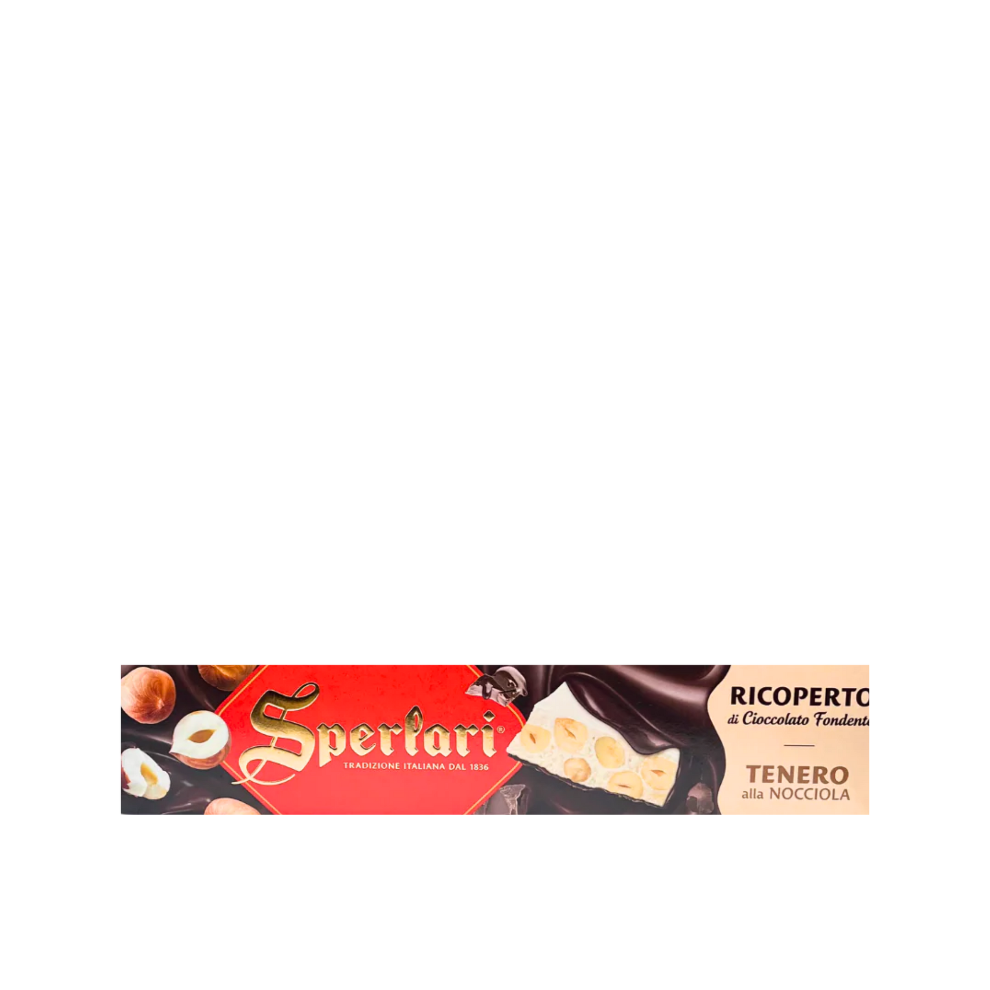 SPERLARI Torrone tenero alla nocciola ricoperto di cioccolato fondente 200g – confezione classica – Essenza Pisterzi