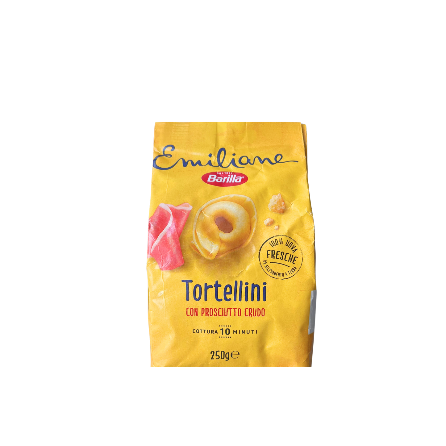BARILLA Emiliane Tortellini Prosciutto Crudo 250g – tortellini freschi ripieni di prosciutto crudo, confezione su sfondo neutro – Essenza Pisterzi